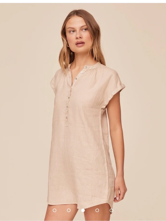 Bella Dahl Dresses & Skirts - Cap Sleeve Henley Dress - Linen Sand